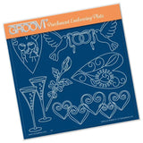 Tina's Doodle Dove Hearts A5 Square Groovi Plate
