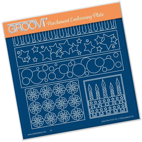 Tina's Funky Stars & Candles Layering Panels A5 Square Groovi Plate