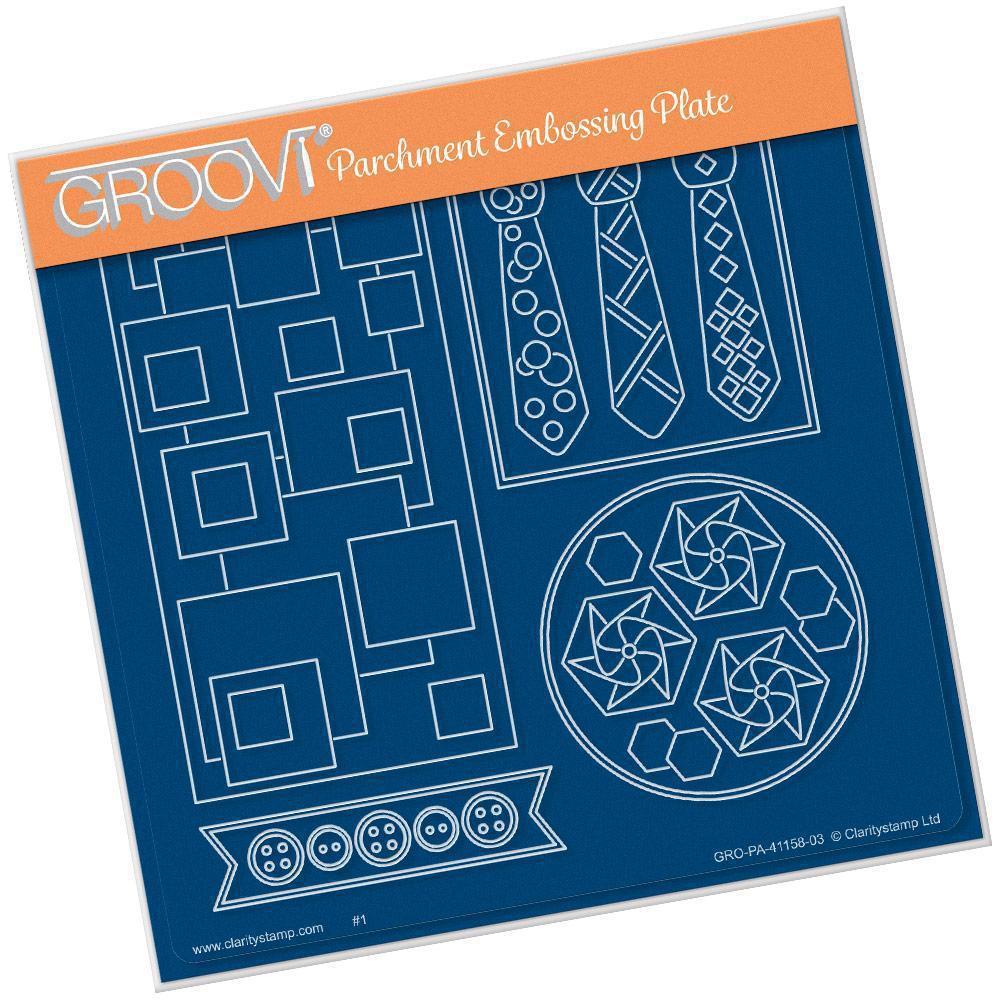 Tina's Funky Ties & Buttons Layering Shapes A5 Square Groovi Plate