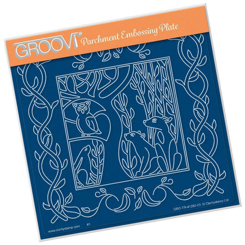 Woodland Foxes & Frame A5 Square Groovi Plate