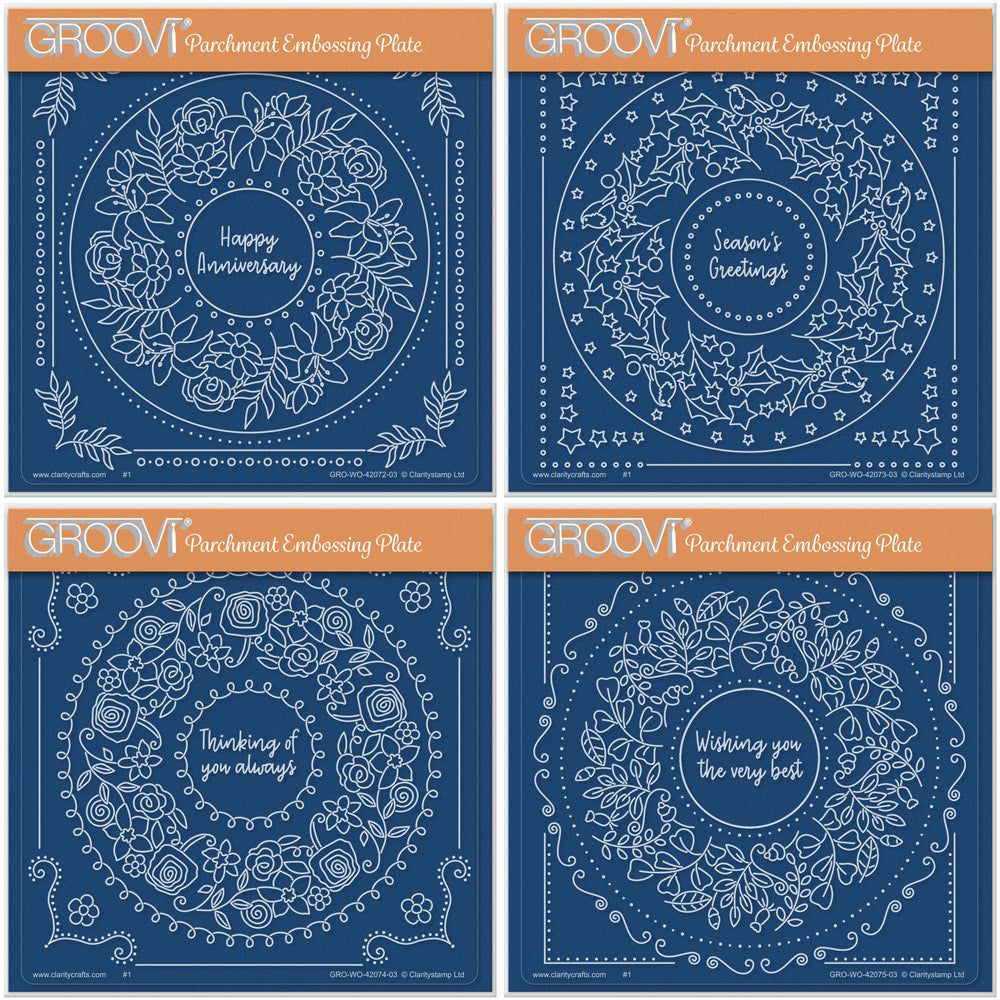 Delightful Round Floral Frames A5 Square Groovi Plate Collection