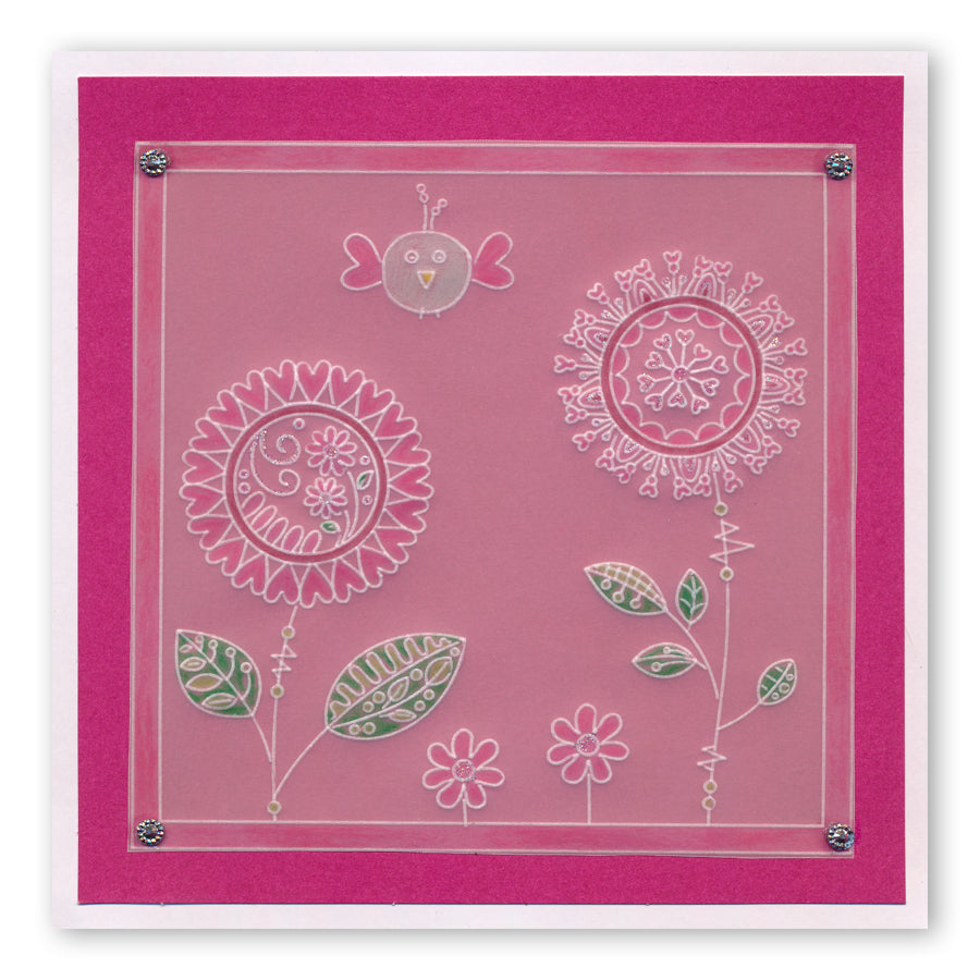 Tina's Doodle Flowers 2 A6 Groovi Plate