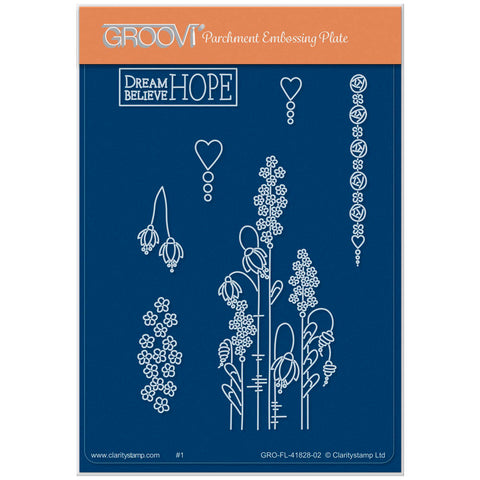 Tina's Springtime Flowers Dream, Believe, Hope A6 Groovi Plate