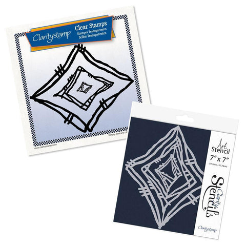 Leonie's Nested Diamond Scribbles A4 Square Stamp & Stencil Duo