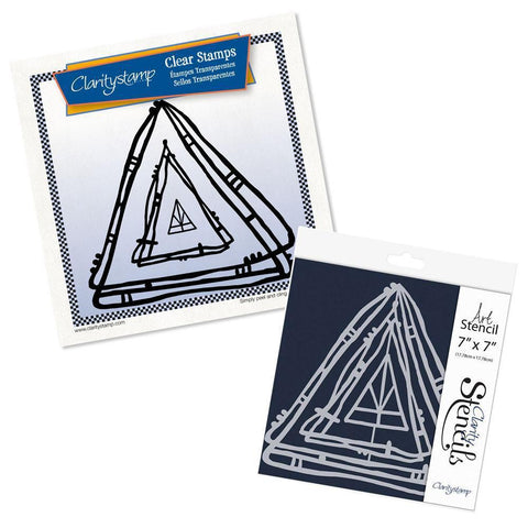 Leonie's Nested Triangle Scribbles A4 Square Stamp & Stencil Duo