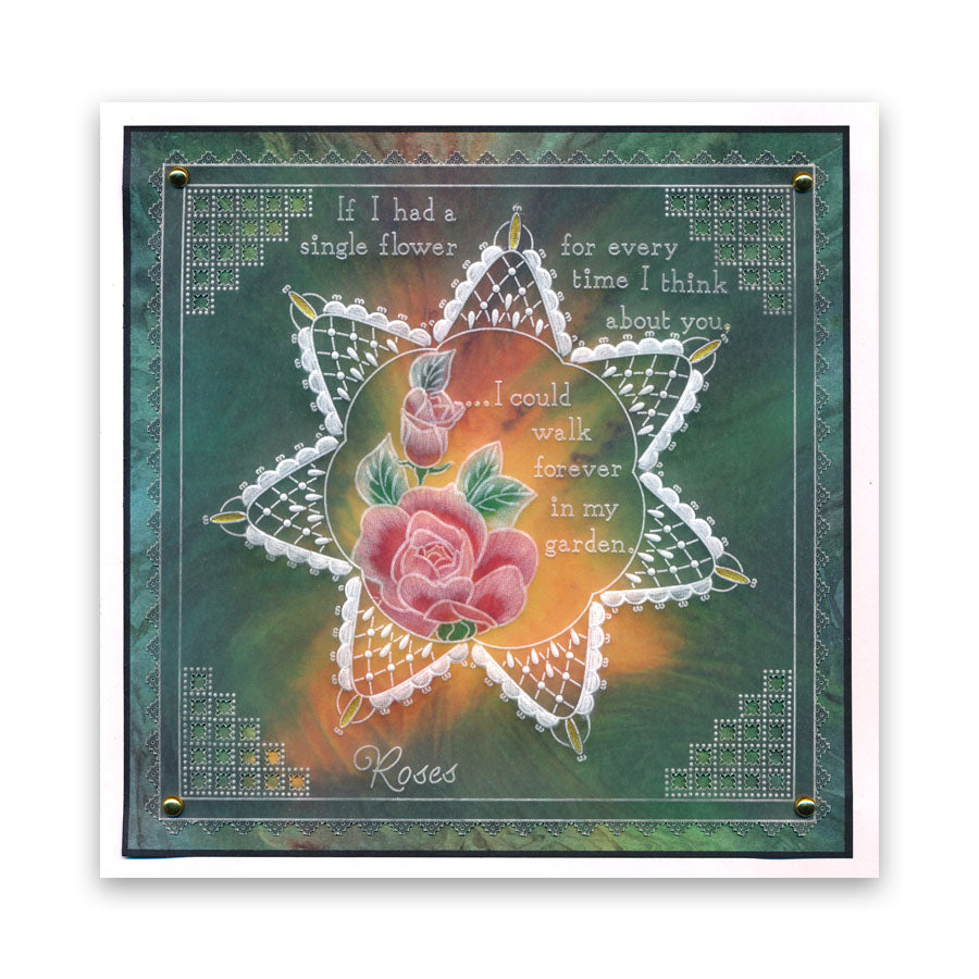 Linda's Aquilegia & Lace A5 Square Groovi Plate