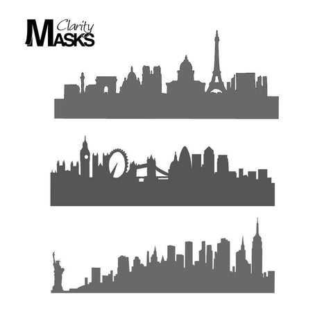 London, New York & Paris Skylines A5 Mask Set