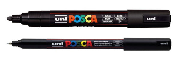 Black - Uni Posca Marker Pens (PC-1MR & PC-5M) – Claritystamp