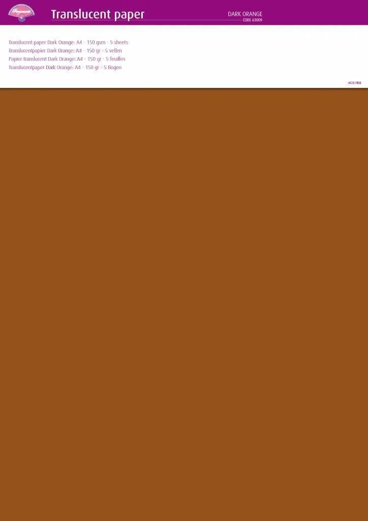 Translucent Paper Dark Orange A4 150 gsm 5 Sheets (63009)
