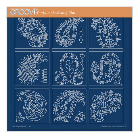 Barbara's Paisley & Leaves Sampler A4 Square Groovi Plate