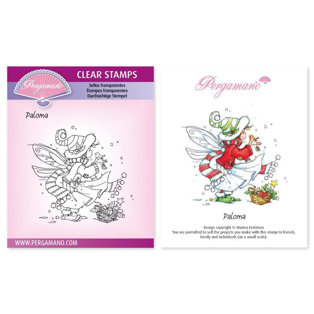 Christmas Poppets - Paloma A6 Square Stamp - Artwork by Marina Fedotova