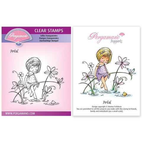 Flower Poppets - Petal A6 Square Stamp - Artwork by Marina Fedotova