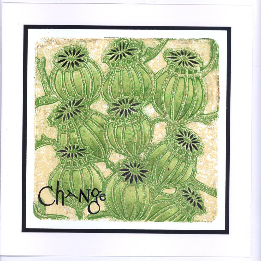 Poppy Seed Heads 7" x 7" Stencil