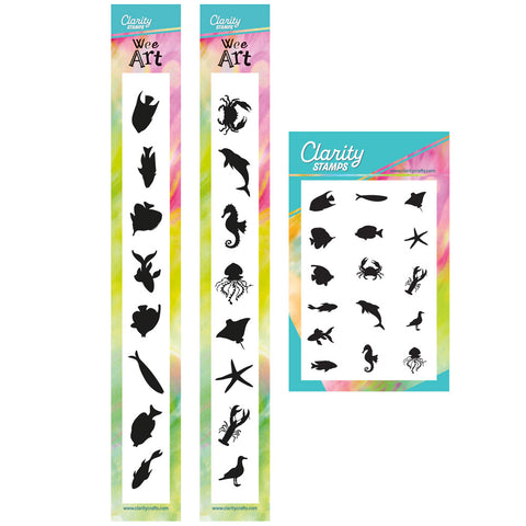 Wee & Miniature Fish & Marine Life Silhouettes Stamp Collection