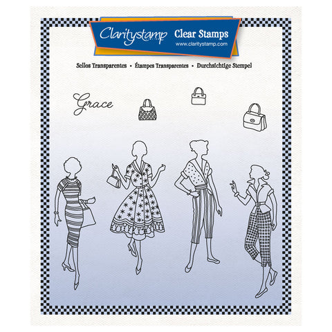 Barbara's Elegant Ladies - Grace A5 Square Stamp & Mask Set
