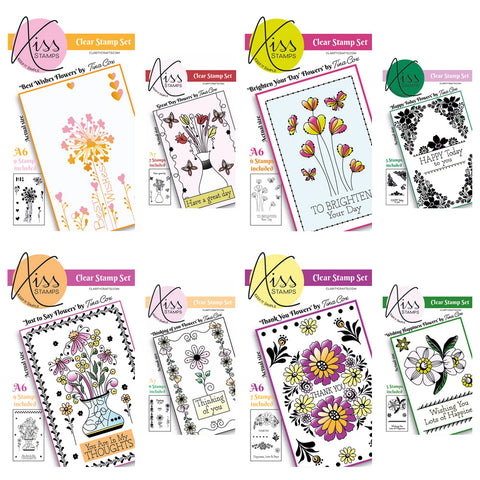 KISS by Clarity - Tina's Flowers Set 2 A6 & A7 Stamp Collection