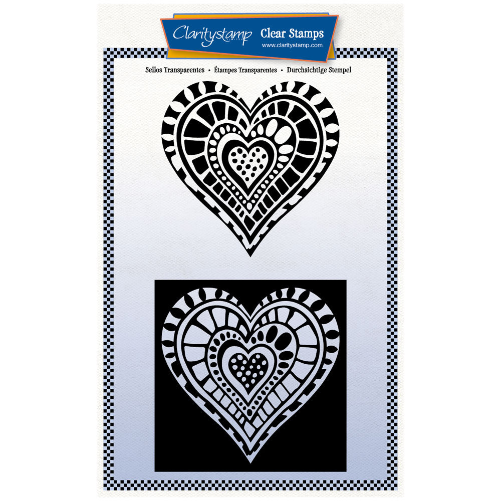 Block Print Dotty Hearts - Two Way Overlay A5 Stamp Set