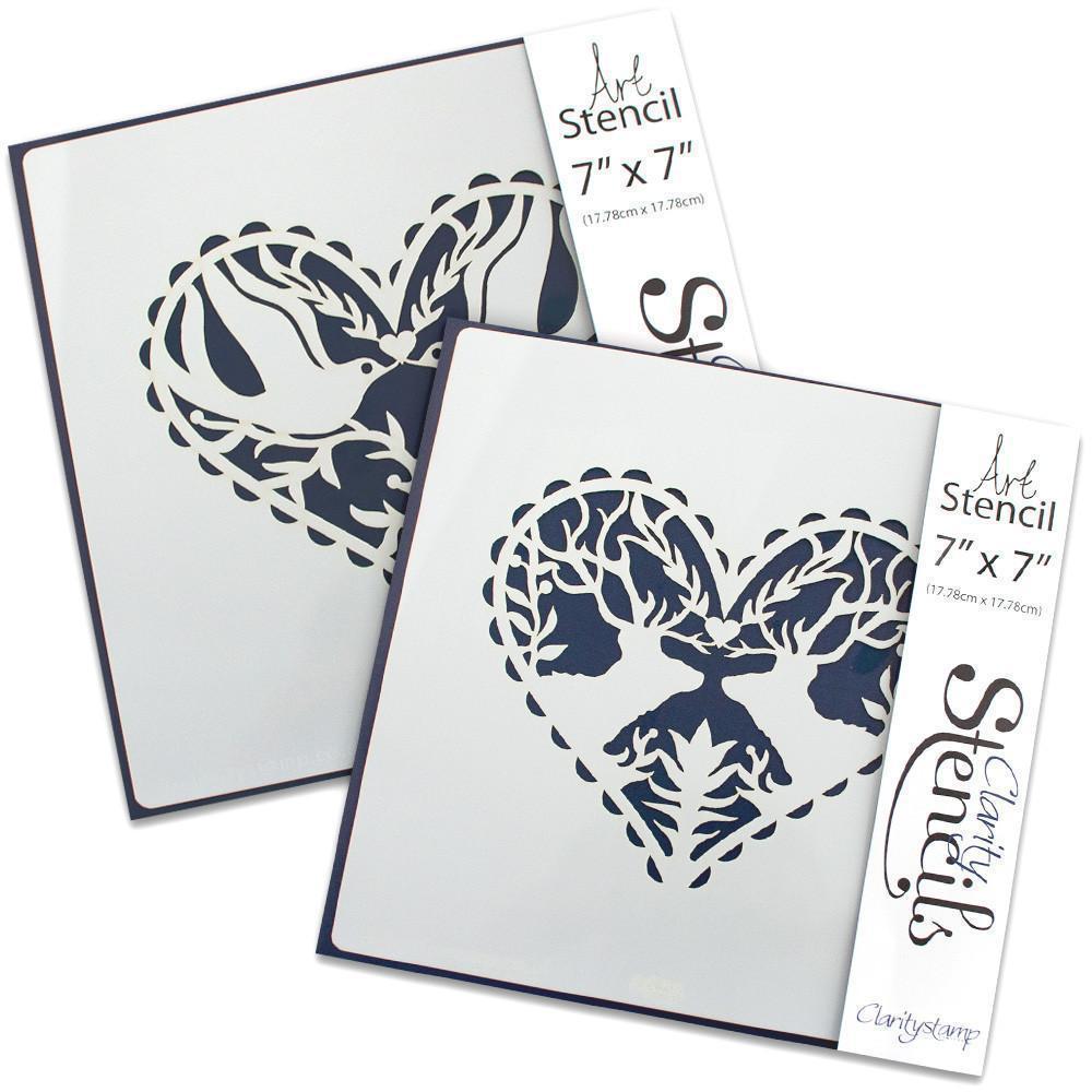 Deer & Dove Hearts 7" x 7" Stencil Collection