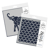 Elephant & Trellis 7" x 7" Stencil Duo