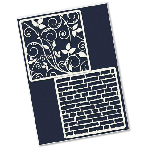 Leafy Swirl & Brick Wall 4" x 4" Stencil Set