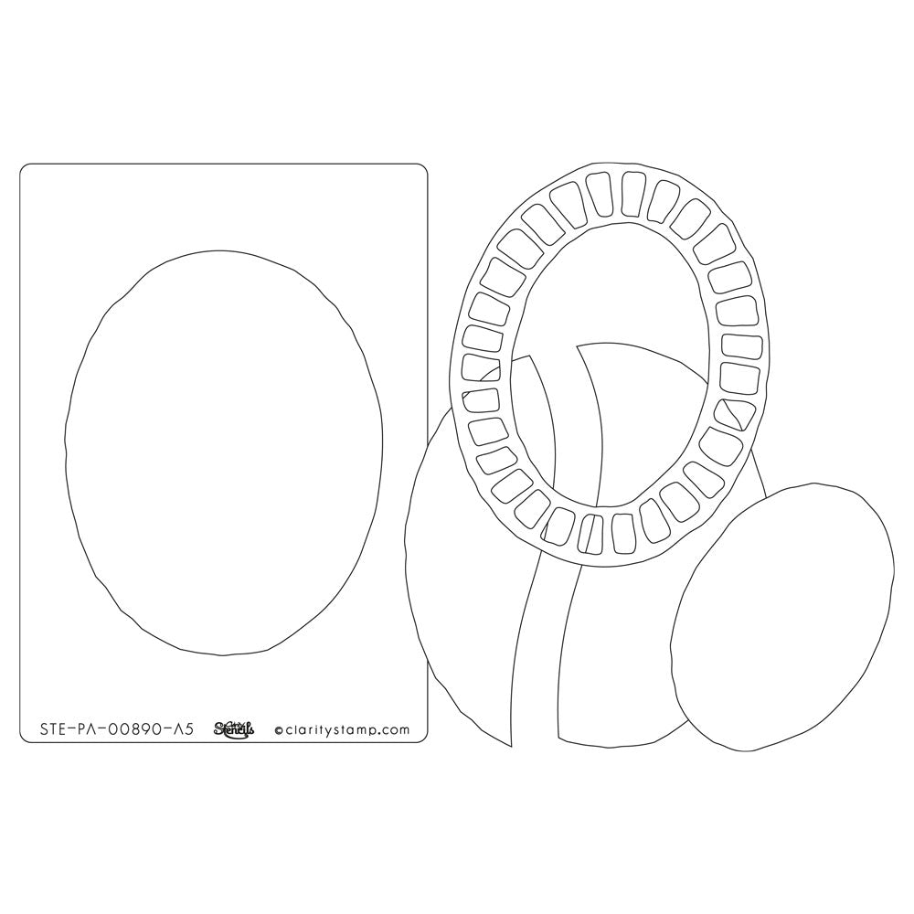 Five Part Oval Block Print Framing A5 Stencil