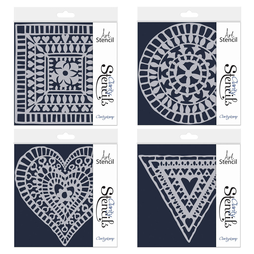 Block Print 7" x 7" Frameless Stencil Collection