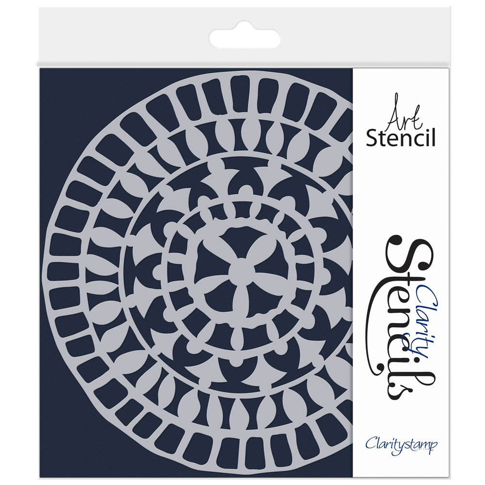 Block Print Leafy Round 7" x 7" Frameless Stencil