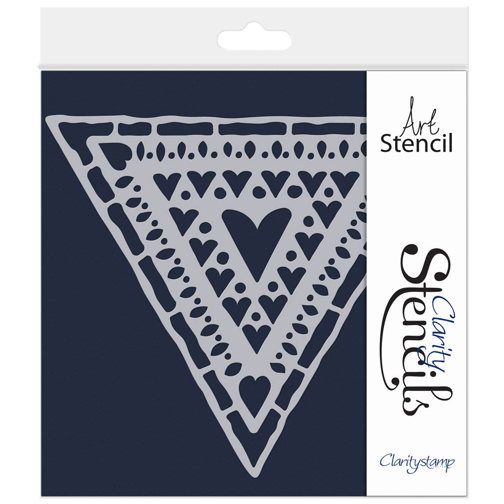 Block Print Leafy Triangle 7" x 7" Frameless Stencil