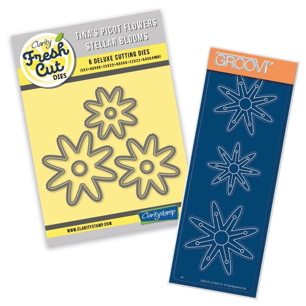 Tina's Stellar Blooms Picot Flowers Die Set & Groovi Plate