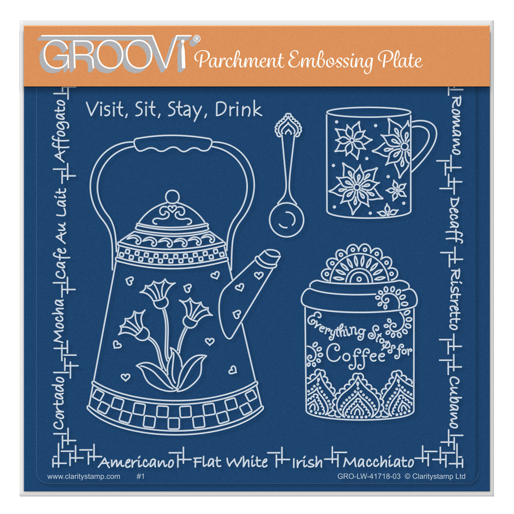 Linda's Visit, Sit, Stay, Drink A5 Square Groovi Plate