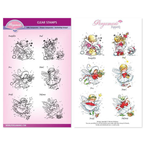 Christmas Mini Poppets A5 Stamp Set - Artwork by Marina Fedotova