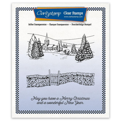 Jayne's Bijou Winter Scene - Church A5 Square Stamp & Mask Set