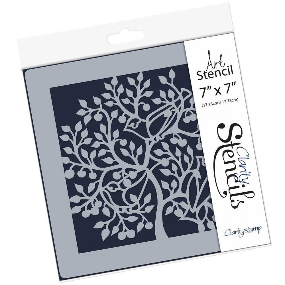 Birds in a Cherry Tree 7" x 7" Stencil