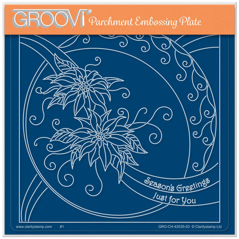 Linda's Elegant Poinsettias - Christmas Treasures A5 Square Groovi Plate