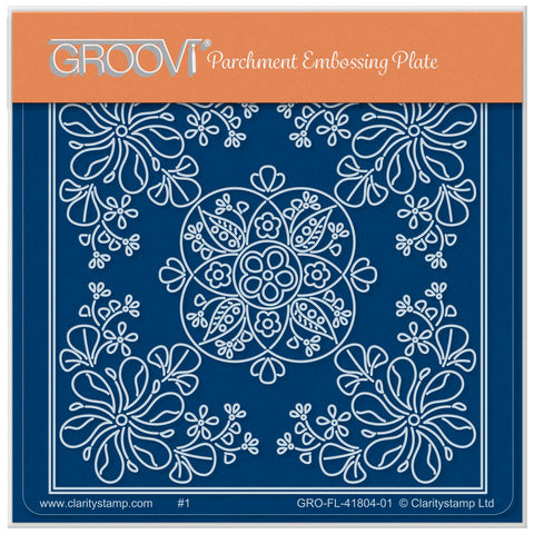 Tina's Flowerette Petal Parchlet A6 Square Groovi Plate