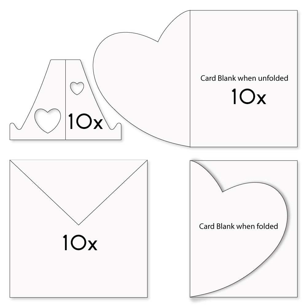 Folded Heart Card Blanks, Envelopes & Stands