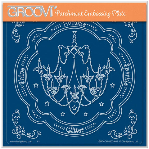 Linda's Festive Chandelier - Christmas Treasures A5 Square Groovi Plate