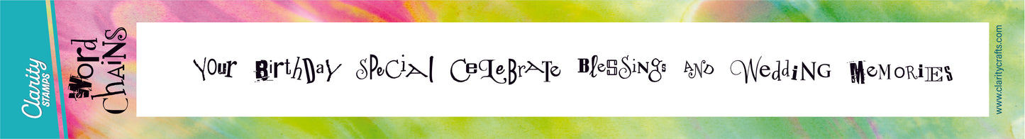 CLEARANCE Mini Word Chains 03 & 04 - Birthday & Wedding Stamp Set