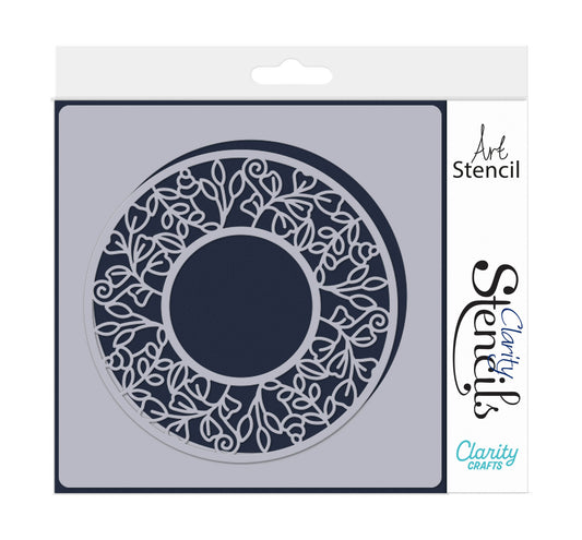Barbara's SHAC Leaves Circular Decorative Frame 7" x 7" Stencil