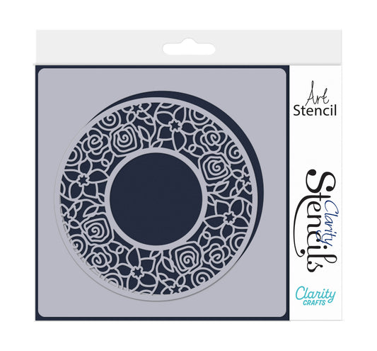 Barbara's SHAC Roses Circular Decorative Frame 7" x 7" Stencil
