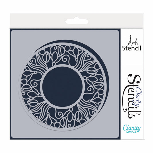 Barbara's SHAC Snowdrops Circular Decorative Frame 7" x 7" Stencil