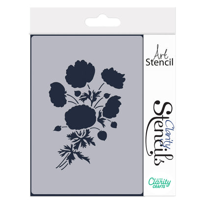 Poppy Posy A5 floral craft stencil for card making and mixed media