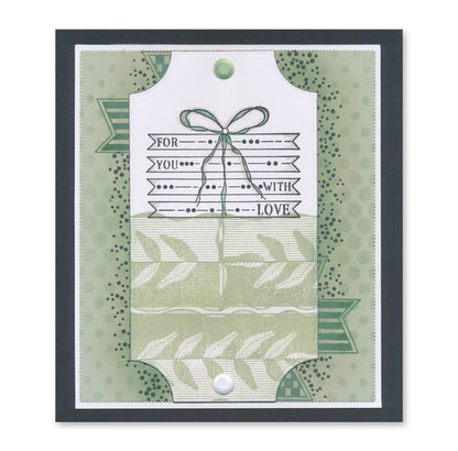 KISS by Clarity - Tina's Retro Set 1 - Banners, Candles, Hearts & Leaves A5 Stamp Trio