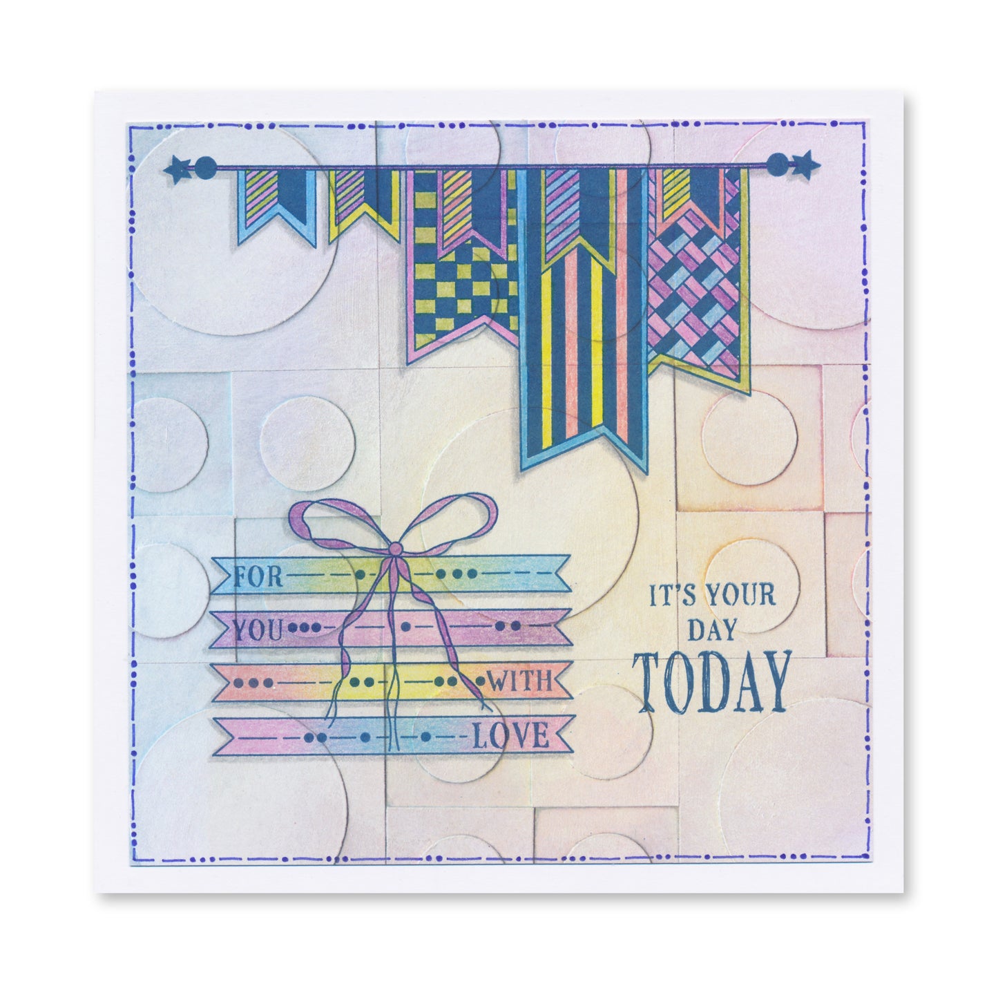 KISS by Clarity - Tina's Retro Set 1 - Banners, Candles, Hearts & Leaves A5 Stamp Trio