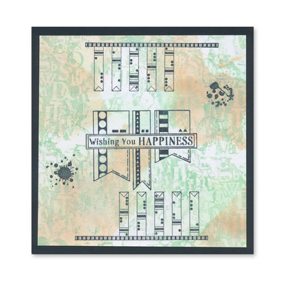 KISS by Clarity - Tina's Retro Banners A5 Stamp Set