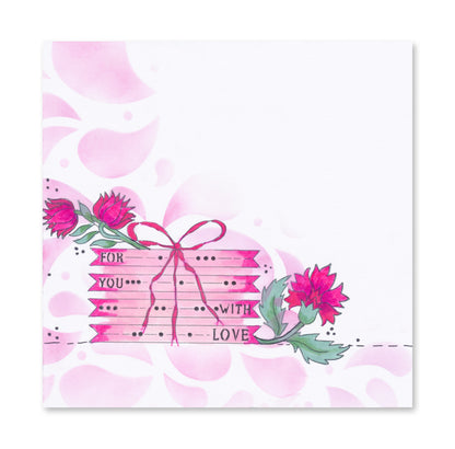 KISS by Clarity - Tina's Retro Set 1 - Banners, Candles, Hearts & Leaves A5 Stamp Trio