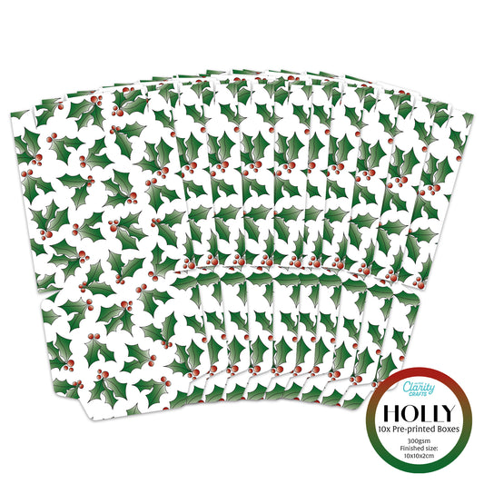Pack of 10 Pre-Printed Boxes - Holly