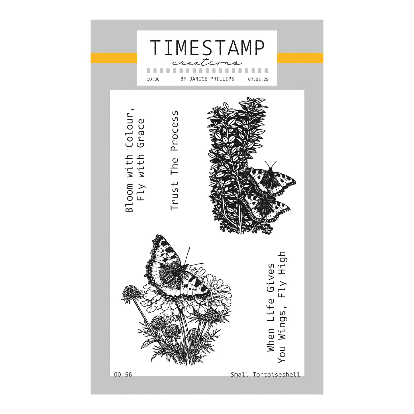 Timestamp Creations by Janice Phillips - Small Tortoiseshell A6 Stamp Set