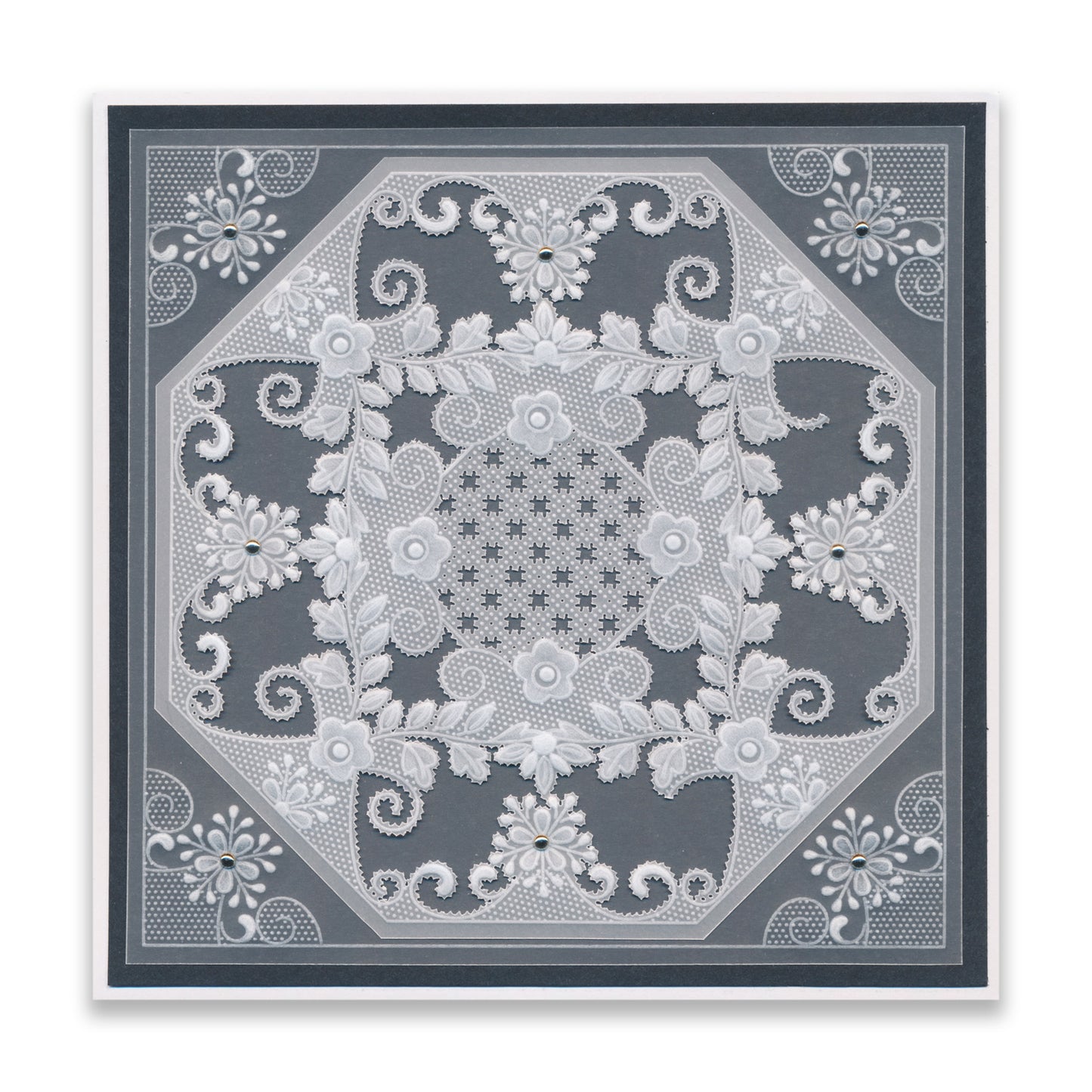 Tina's Thank You Floral Swirls & Corners All in One A5 Square Groovi Plate