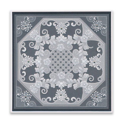 Tina's Thank You Floral Swirls & Corners All in One A5 Square Groovi Plate